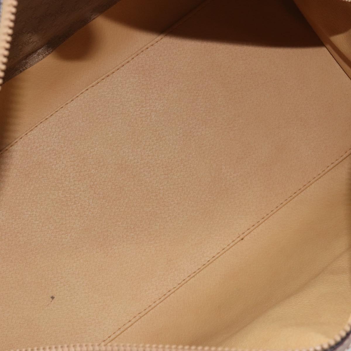 CELINE Macadam Canvas Boston Bag PVC Beige Gold Auth 187859