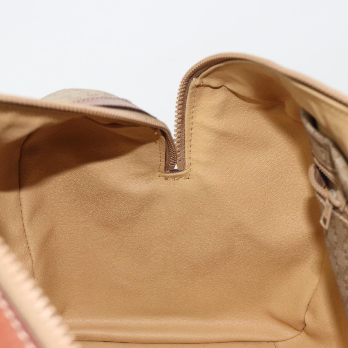 CELINE Macadam Canvas Boston Bag PVC Beige Gold Auth 187859