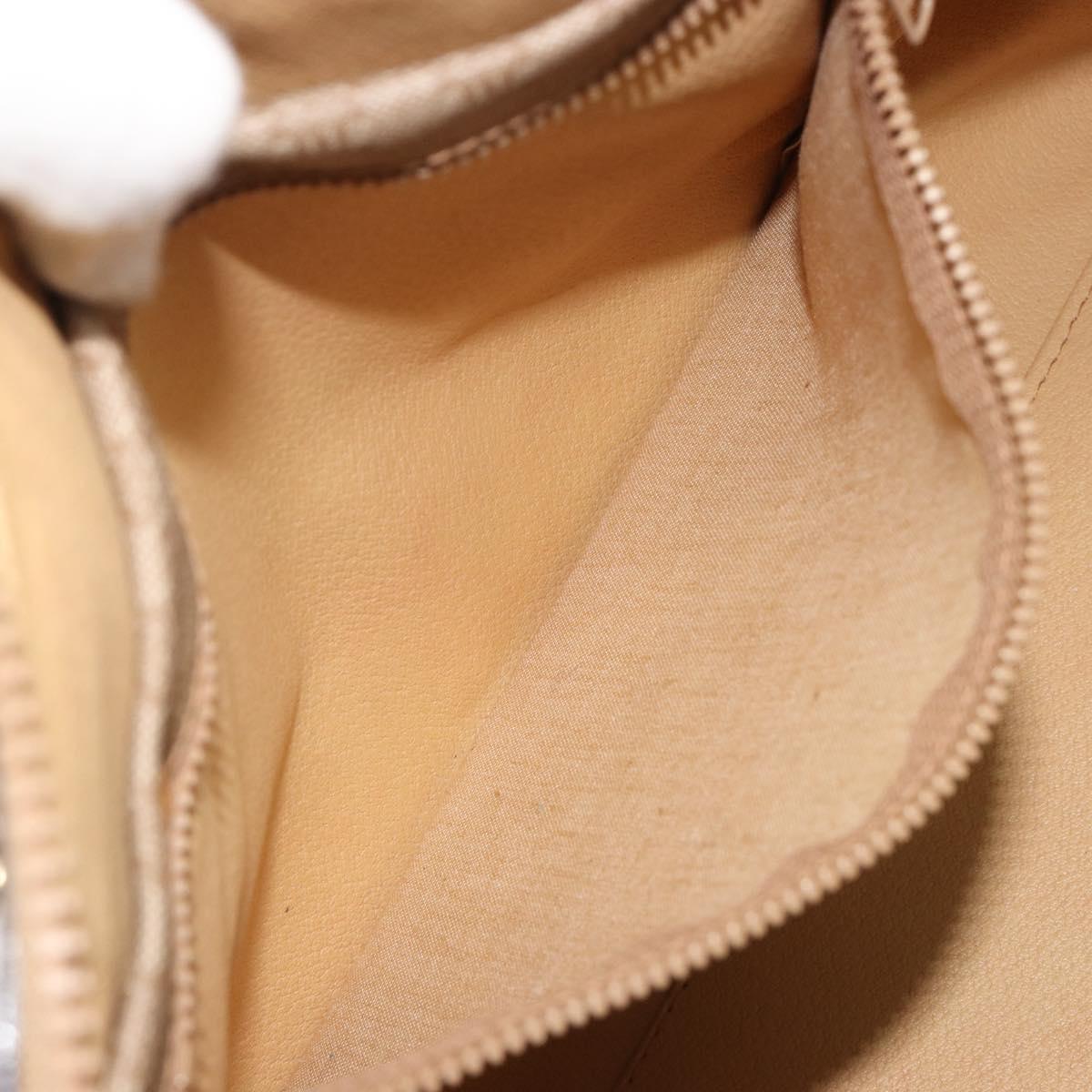 CELINE Macadam Canvas Boston Bag PVC Beige Gold Auth 187859