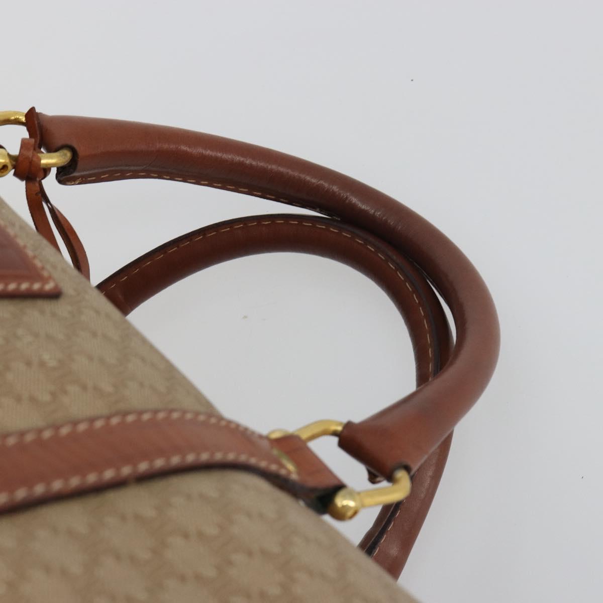 CELINE Macadam Canvas Boston Bag PVC Beige Gold Auth 187859