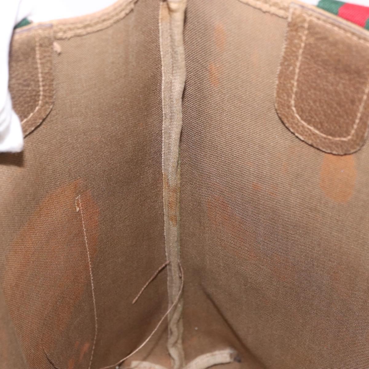 GUCCI GG Supreme Web Sherry Line Tote Bag PVC Beige 39 02 003 Auth 187861