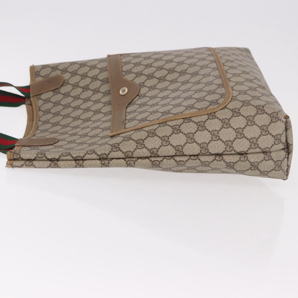 GUCCI GG Supreme Web Sherry Line Tote Bag PVC Beige 39 02 003 Auth 187861