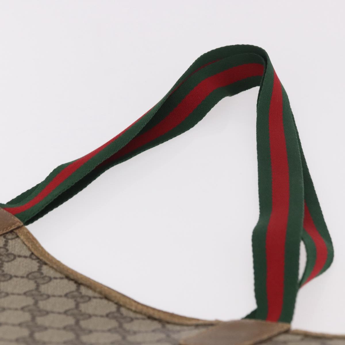 GUCCI GG Supreme Web Sherry Line Tote Bag PVC Beige 39 02 003 Auth 187861
