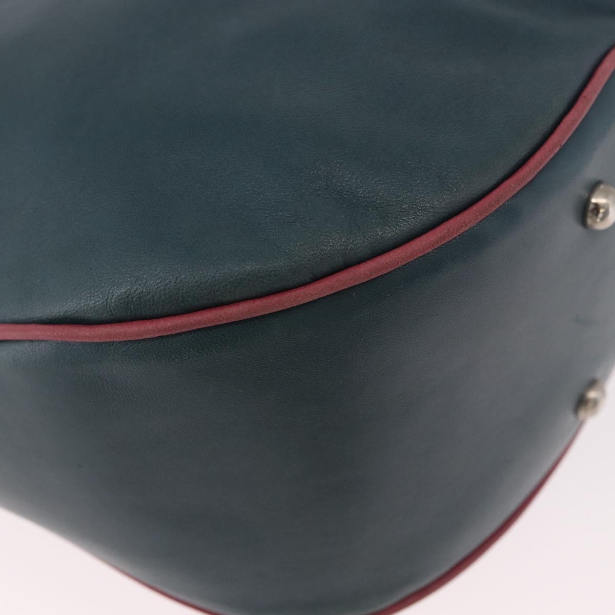 LOEWE Shoulder Bag Leather Green Silver Auth 187866A