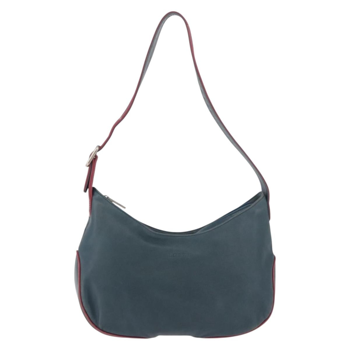 LOEWE Shoulder Bag Leather Green Silver Auth 187866A