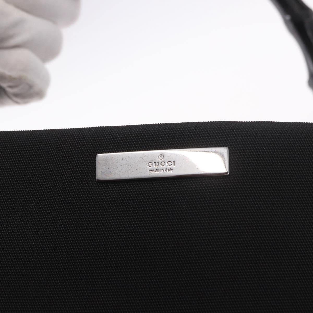 GUCCI Bamboo Tote Bag Canvas Black Silver 002 1016 Auth 187874
