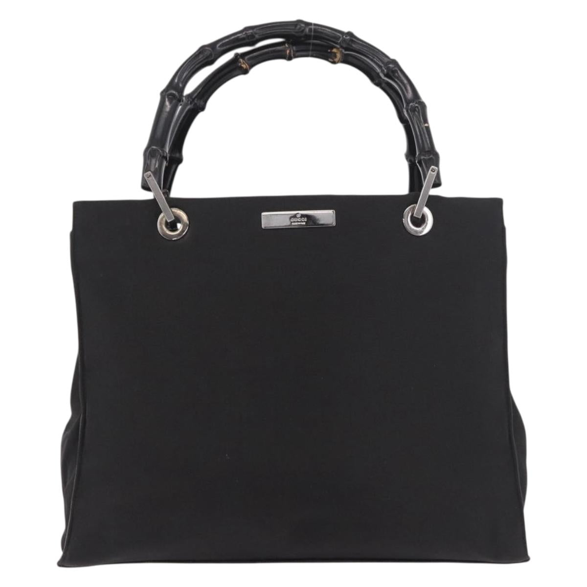 GUCCI Bamboo Tote Bag Canvas Black Silver 002 1016 Auth 187874