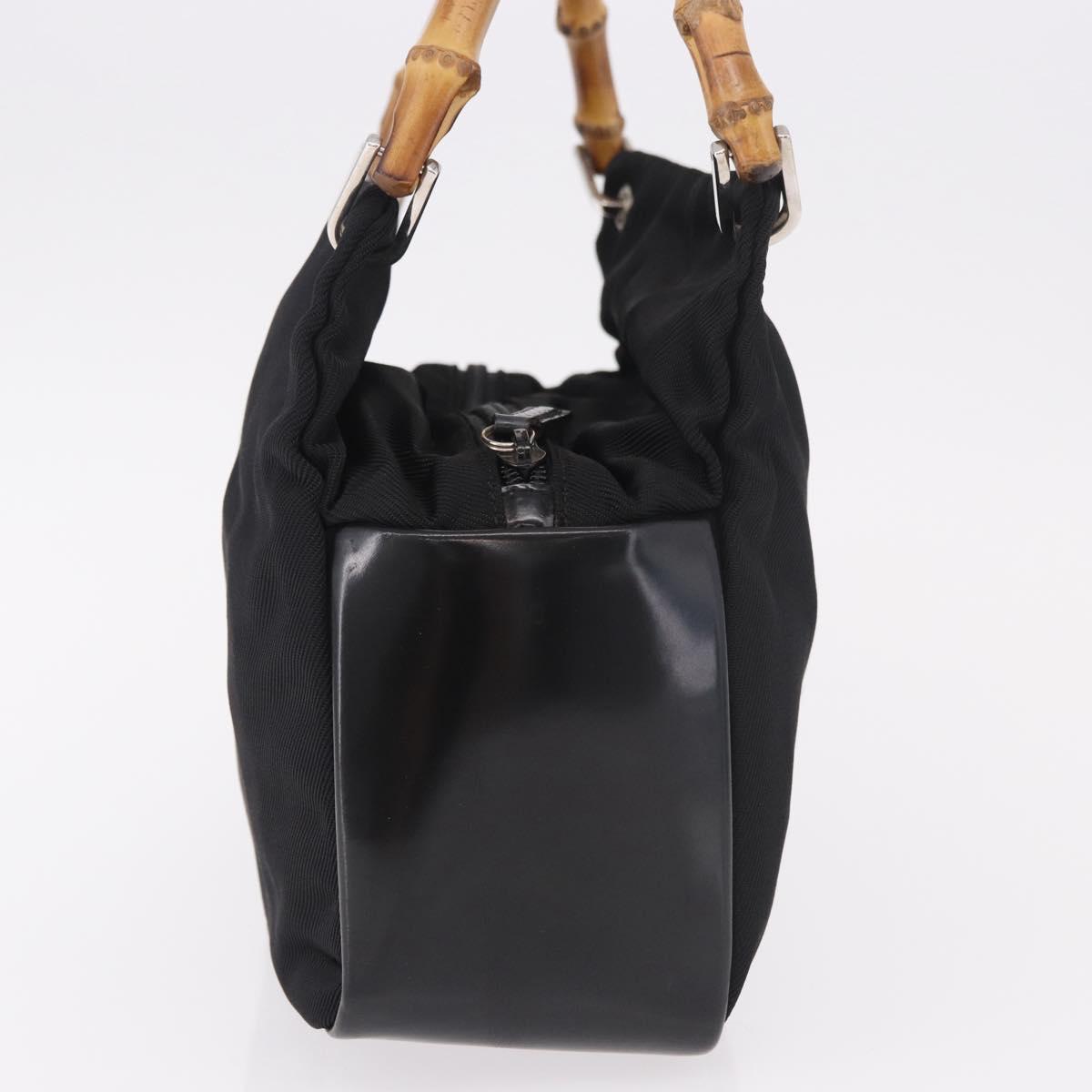 GUCCI Bamboo Tote Bag Canvas Black Silver 000 1014 0575 Auth 187875A