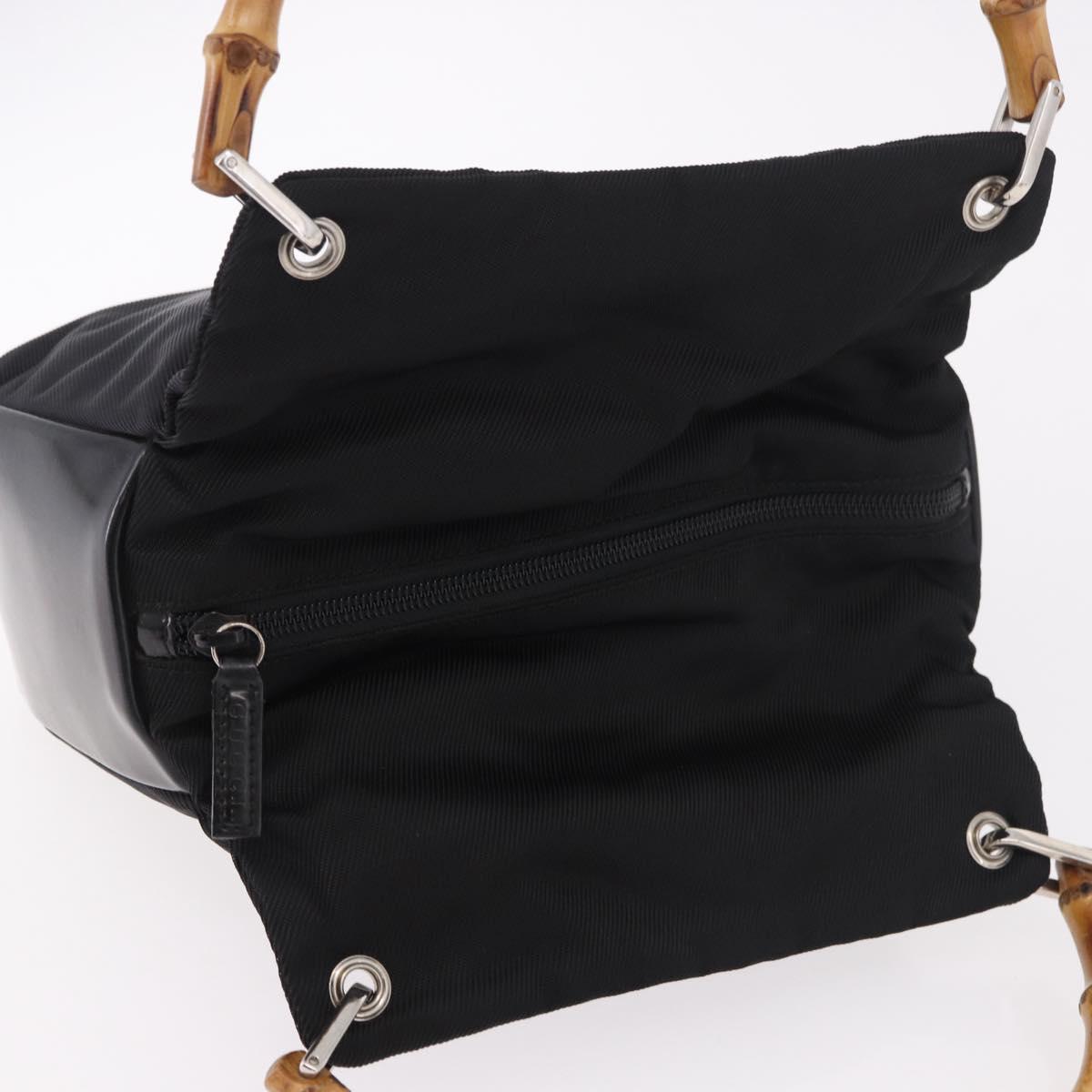 GUCCI Bamboo Tote Bag Canvas Black Silver 000 1014 0575 Auth 187875A
