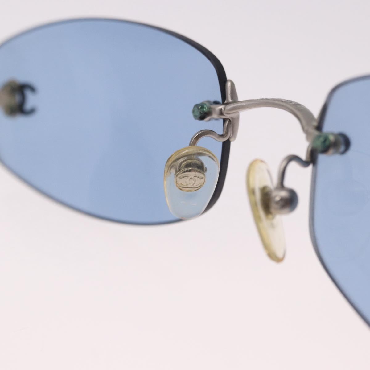 CHANEL Sunglasses metal Blue CC Auth 187883V