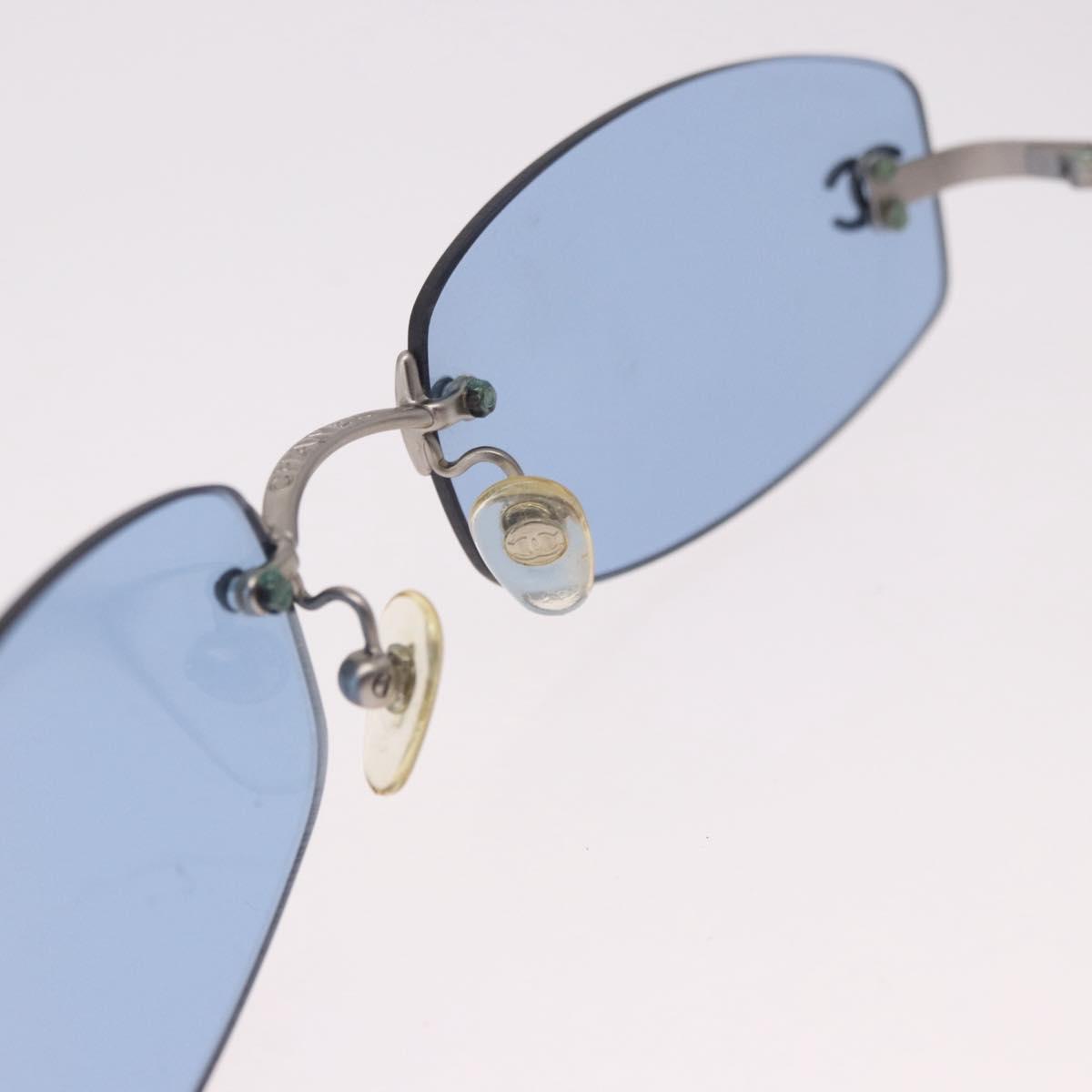 CHANEL Sunglasses metal Blue CC Auth 187883V