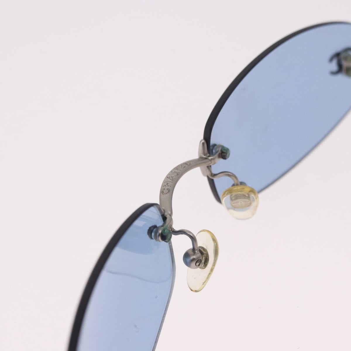 CHANEL Sunglasses metal Blue CC Auth 187883V
