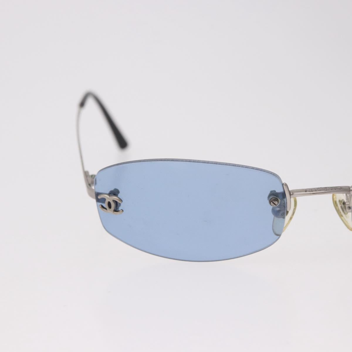 CHANEL Sunglasses metal Blue CC Auth 187883V