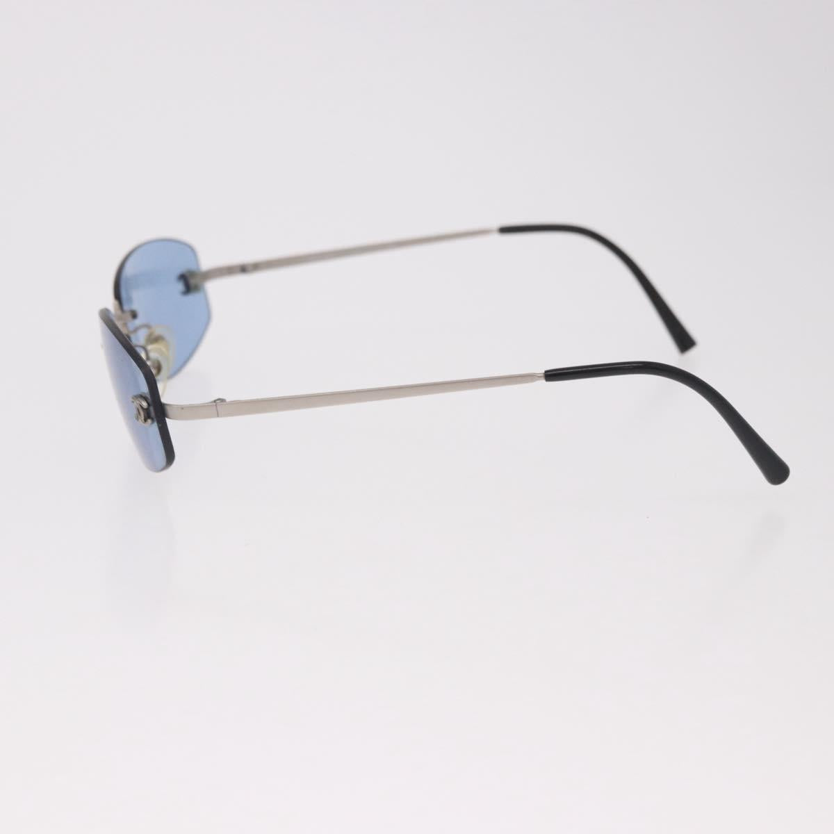 CHANEL Sunglasses metal Blue CC Auth 187883V
