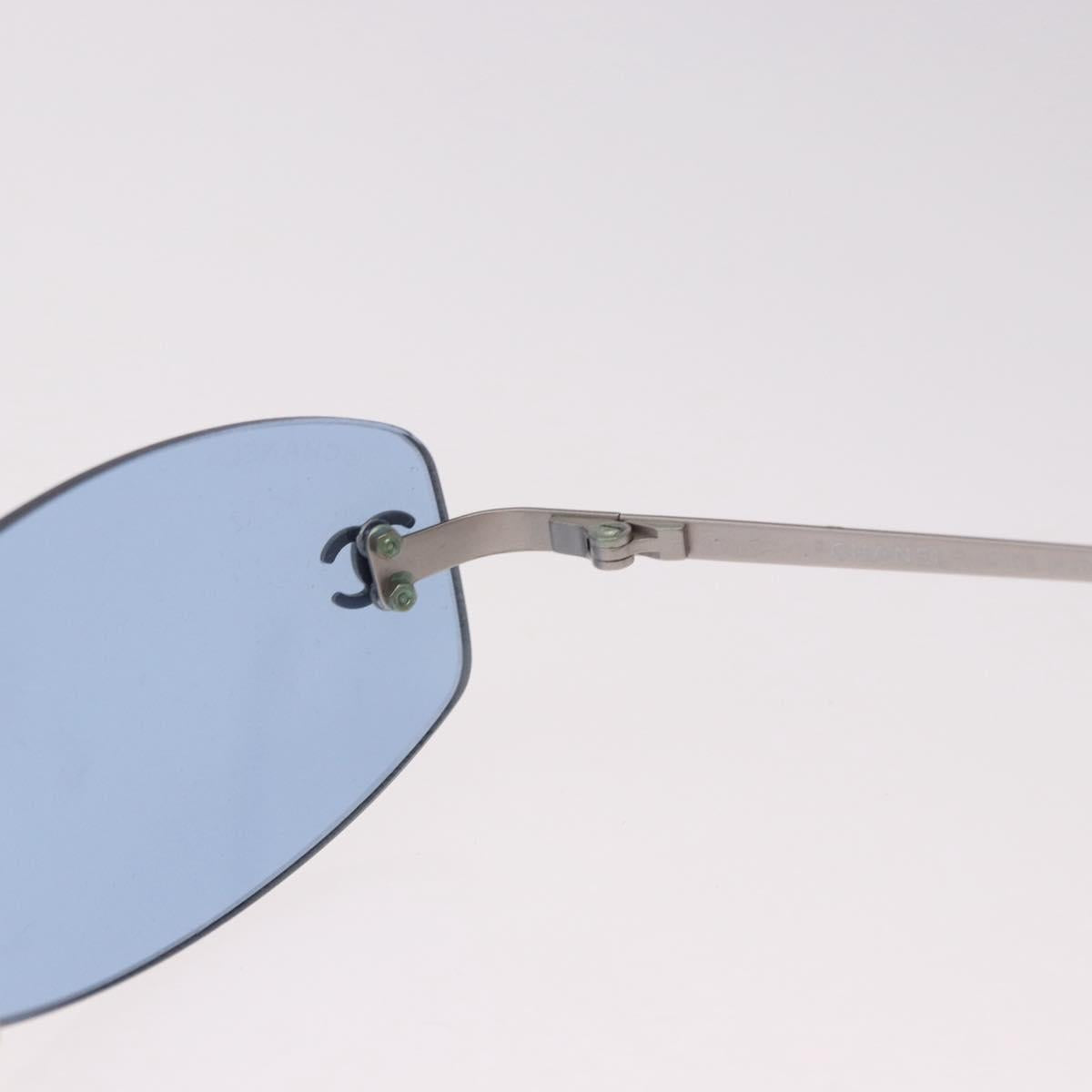 CHANEL Sunglasses metal Blue CC Auth 187883V