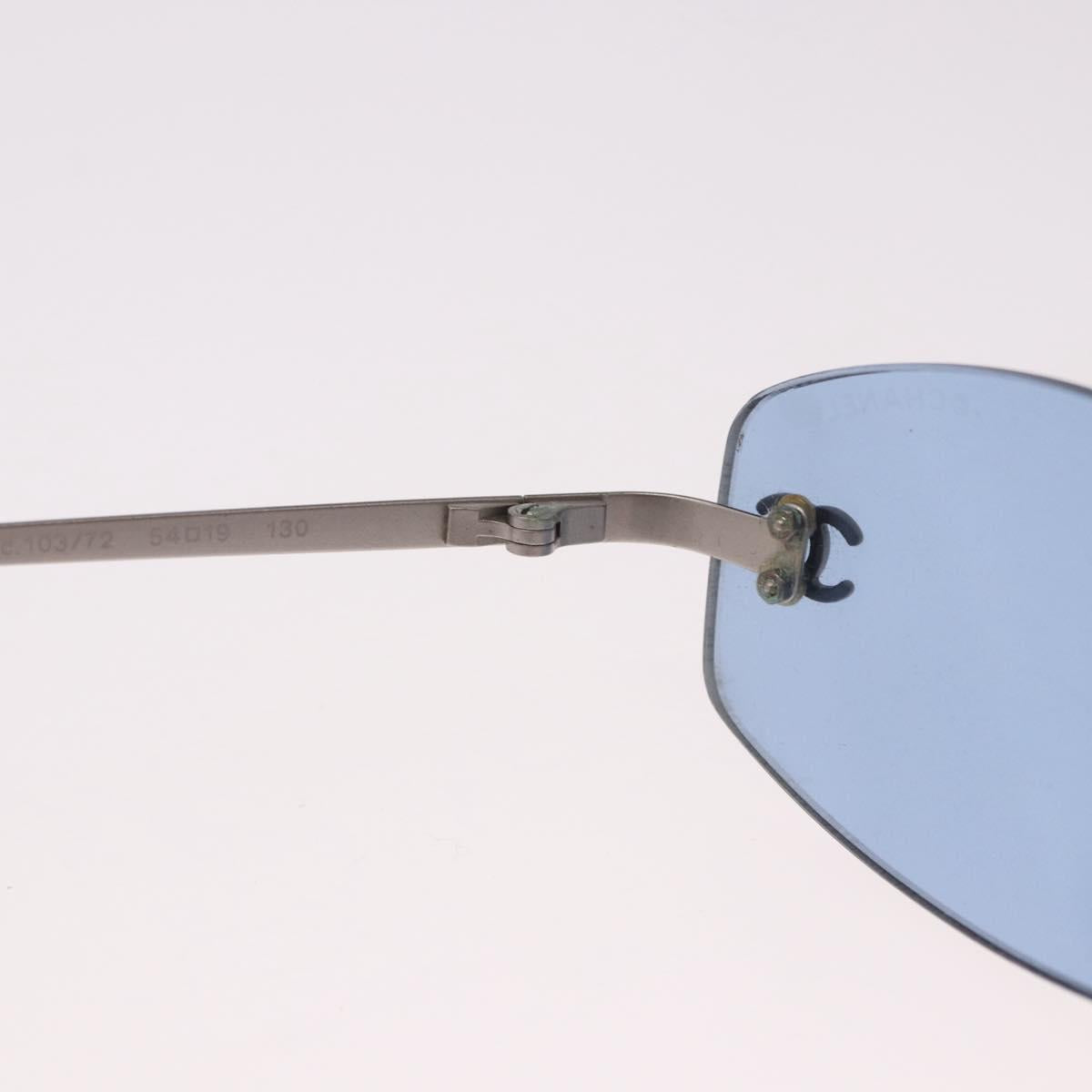 CHANEL Sunglasses metal Blue CC Auth 187883V