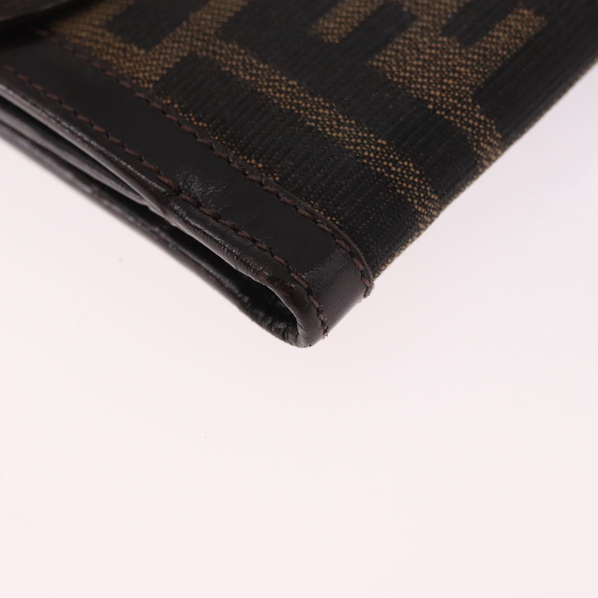 FENDI Zucca Canvas Bifold Wallet Black Brown Auth 187886V