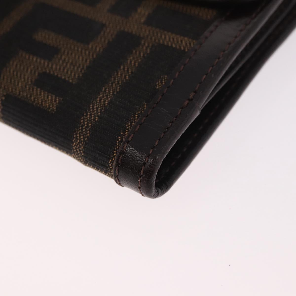FENDI Zucca Canvas Bifold Wallet Black Brown Auth 187886V