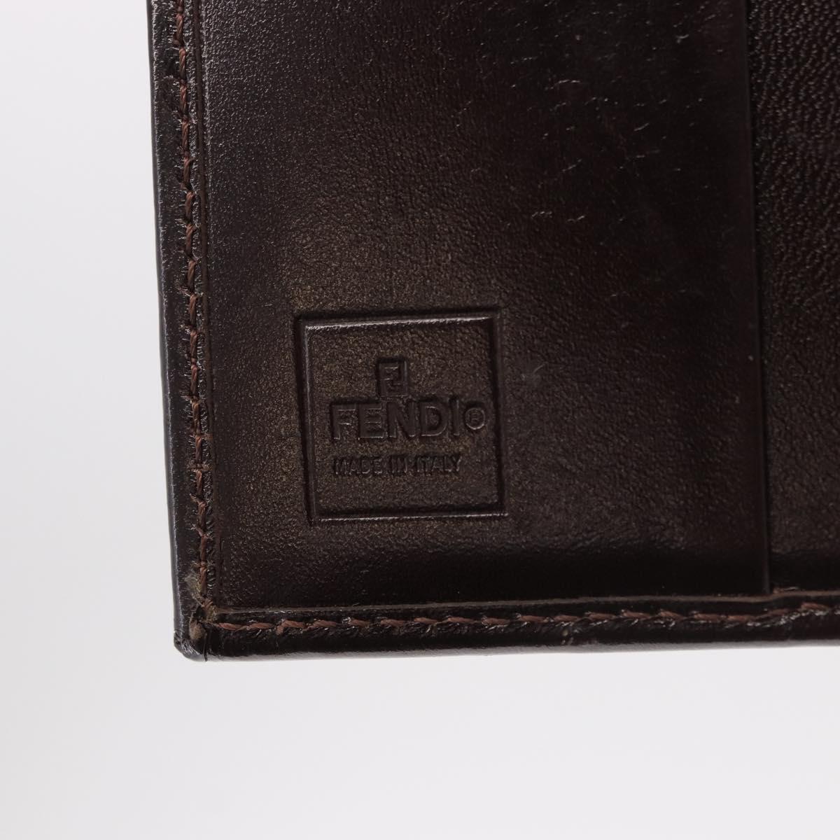 FENDI Zucca Canvas Bifold Wallet Black Brown Auth 187886V