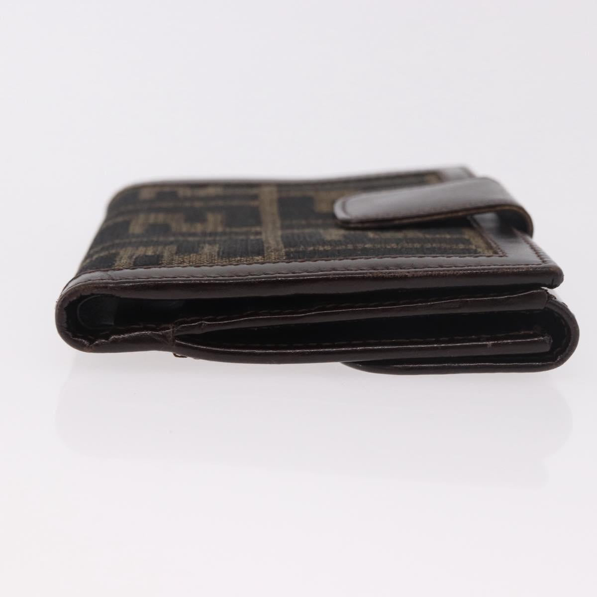 FENDI Zucca Canvas Bifold Wallet Black Brown Auth 187886V
