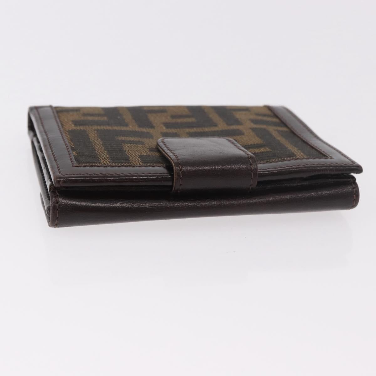 FENDI Zucca Canvas Bifold Wallet Black Brown Auth 187886V