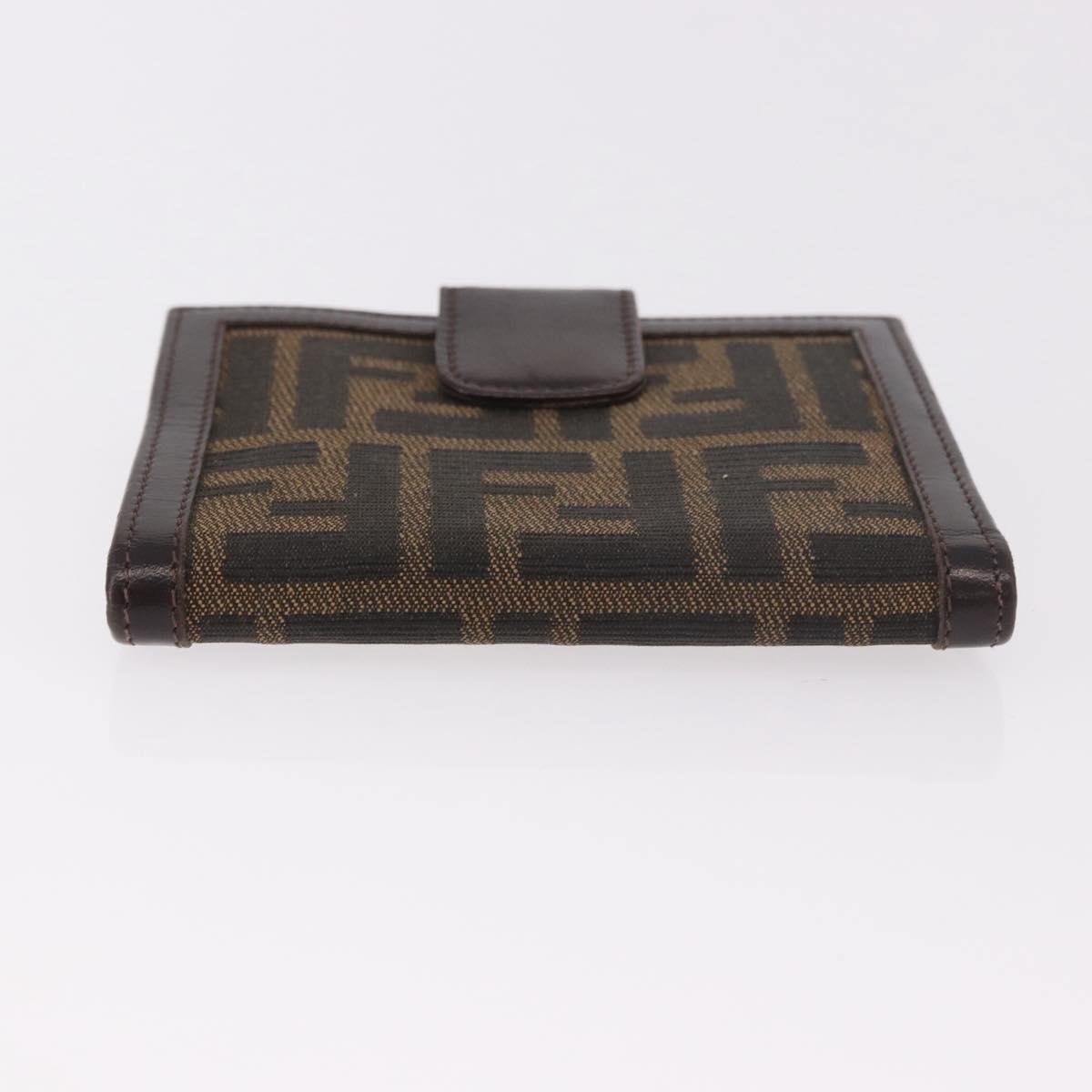 FENDI Zucca Canvas Bifold Wallet Black Brown Auth 187886V
