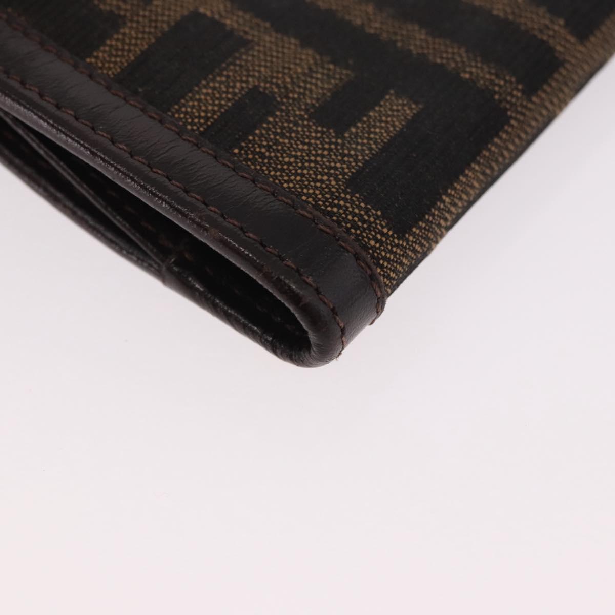 FENDI Zucca Canvas Bifold Wallet Black Brown Auth 187886V