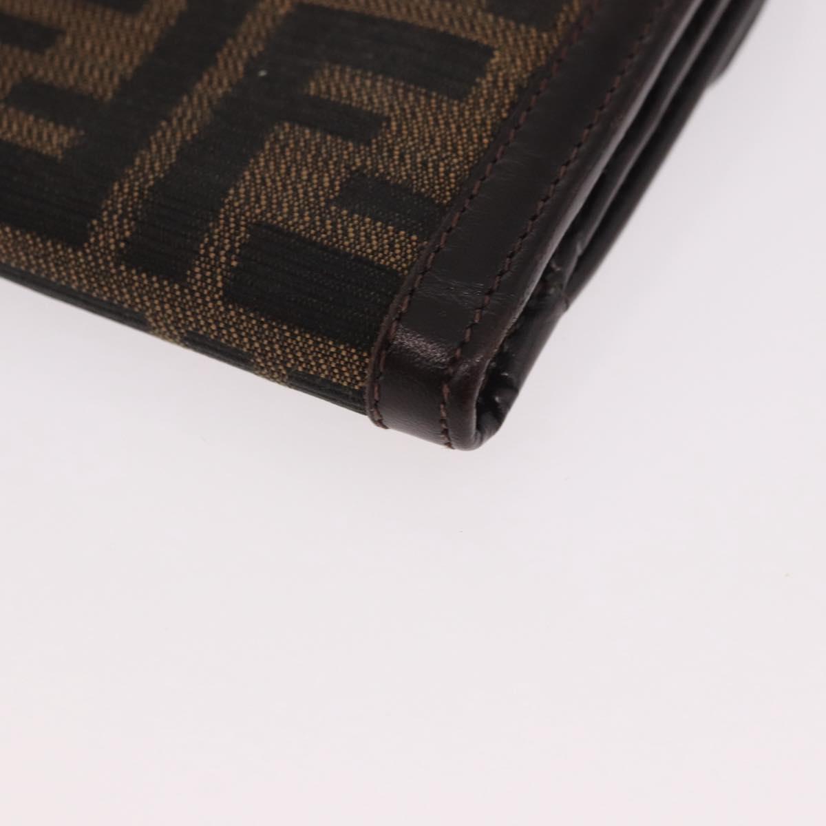 FENDI Zucca Canvas Bifold Wallet Black Brown Auth 187886V