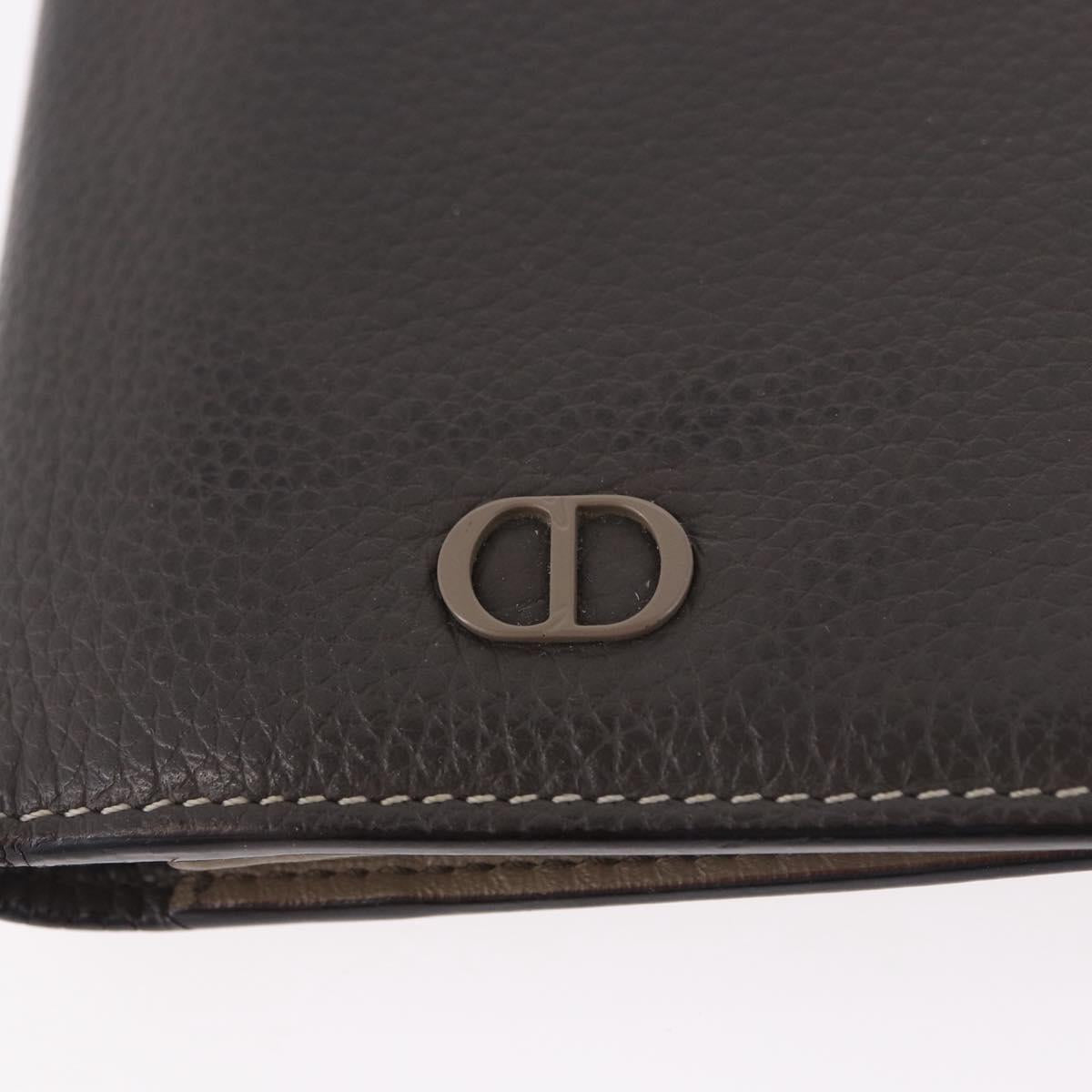 Christian Dior Long Wallet Leather Brown Silver Auth 187887