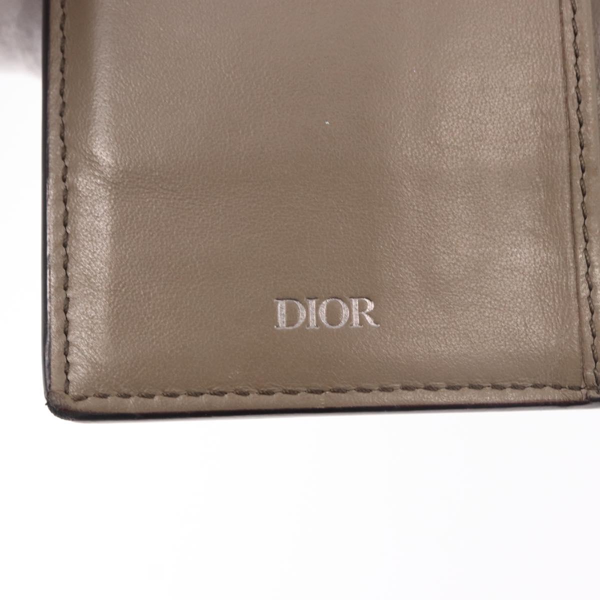 Christian Dior Long Wallet Leather Brown Silver Auth 187887