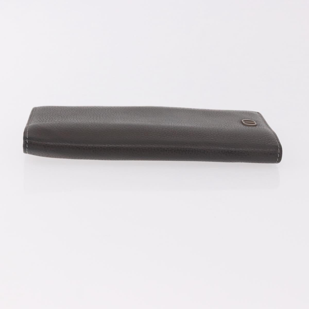 Christian Dior Long Wallet Leather Brown Silver Auth 187887