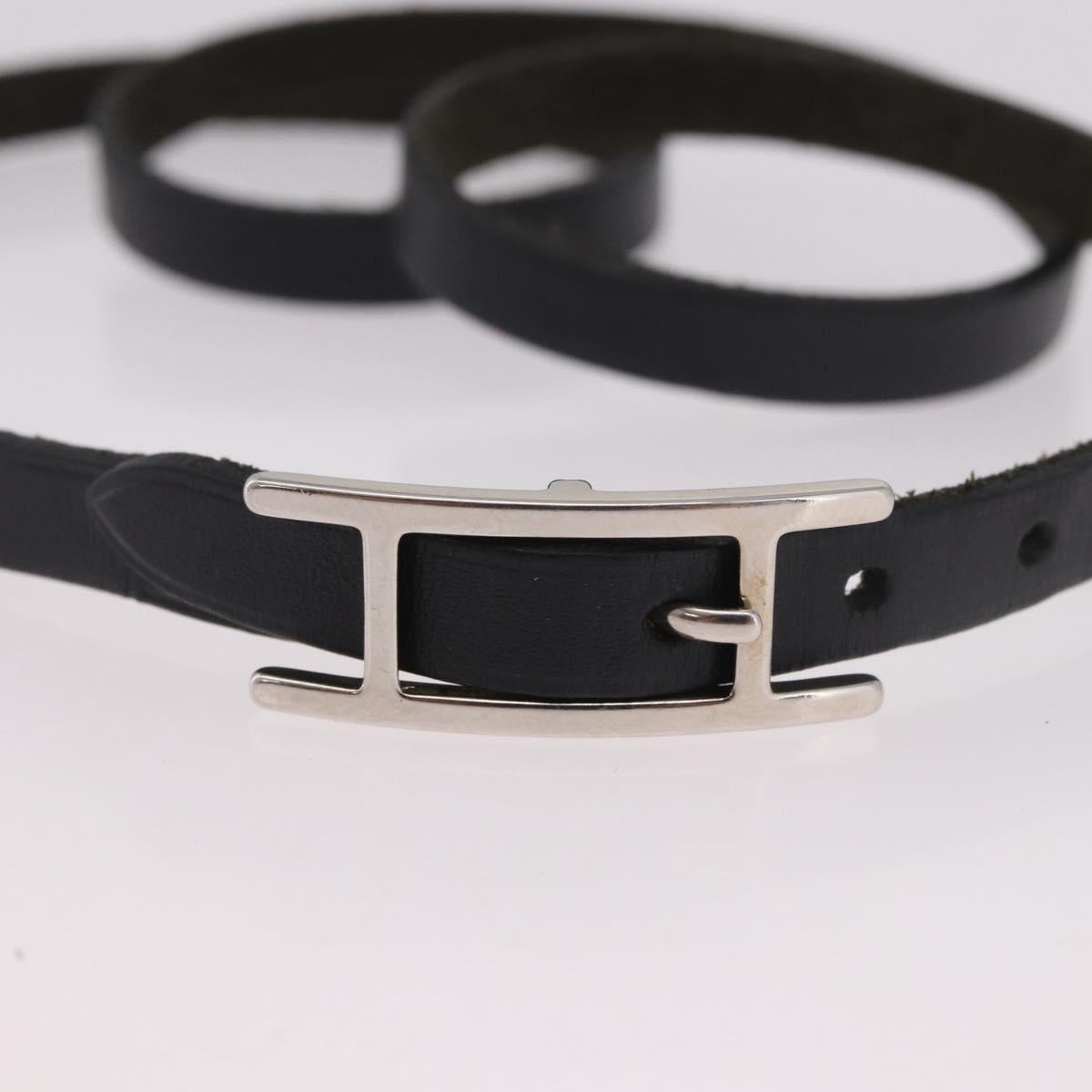 HERMES Appi 3 Bracelet Leather Black Auth 187888