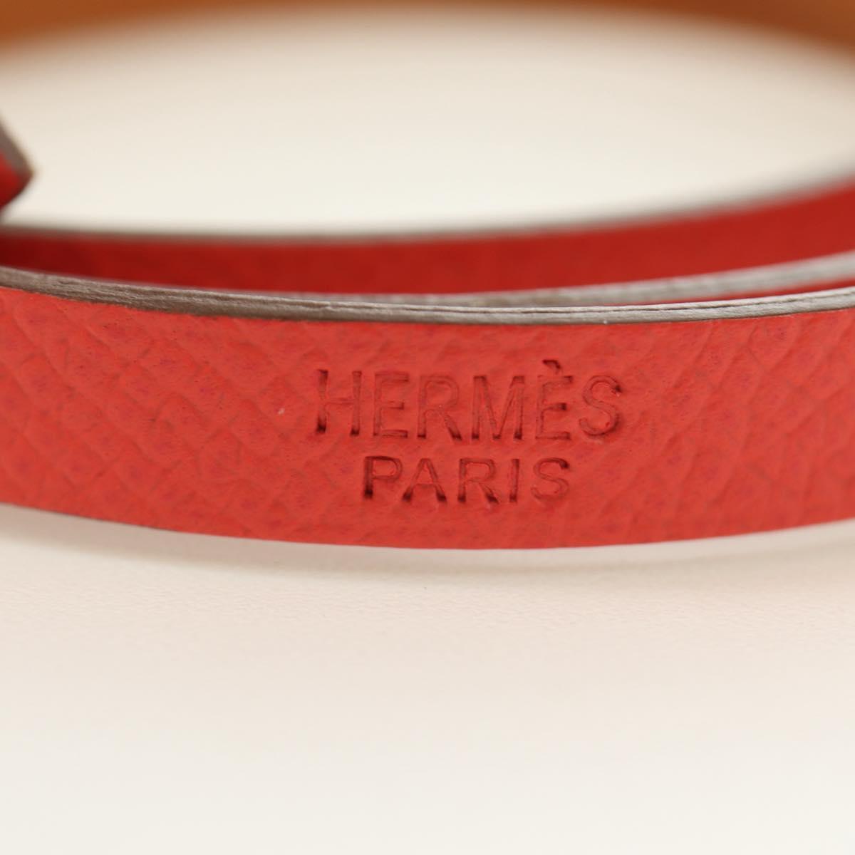 HERMES Appi 3 Bracelet Leather Orange Auth 187889M