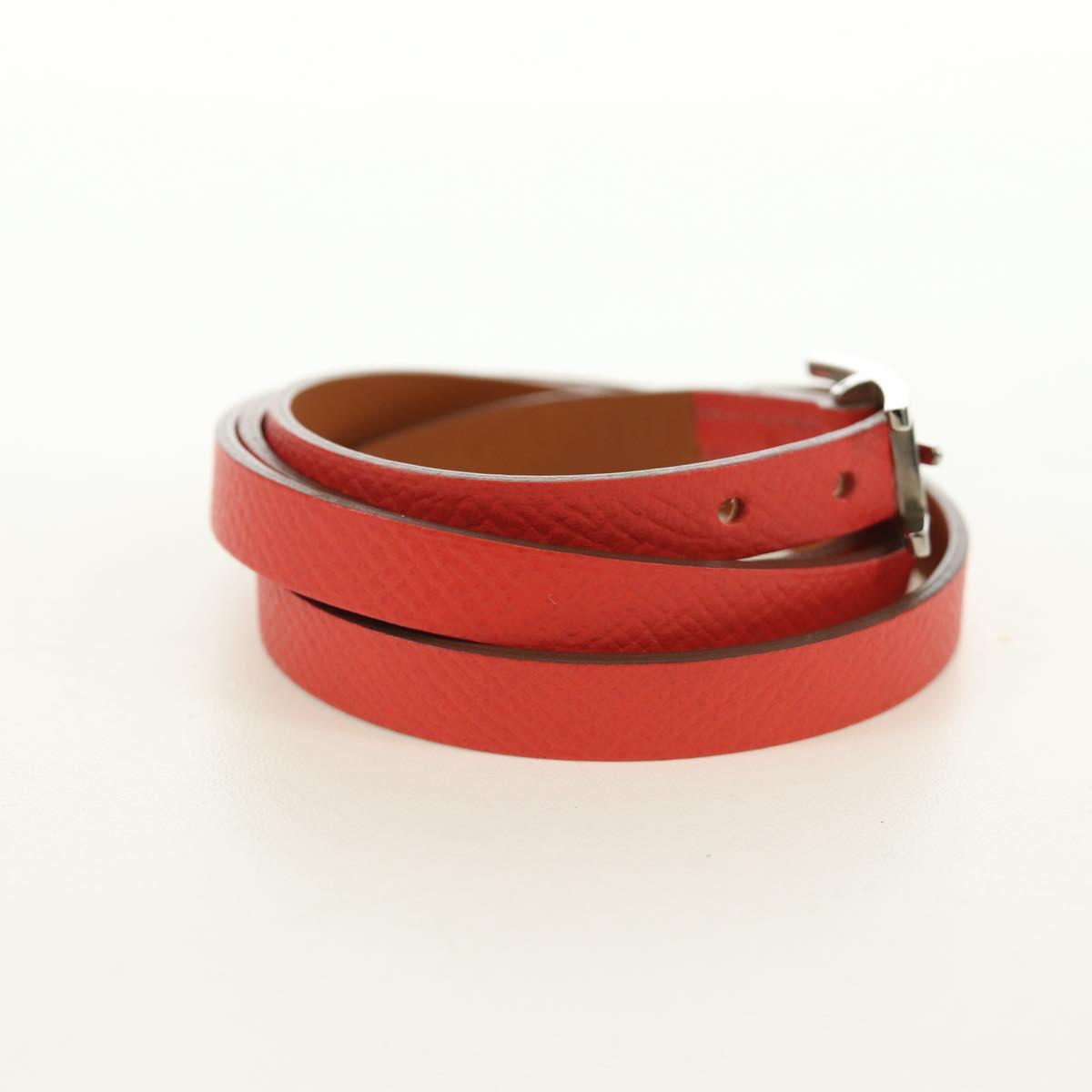 HERMES Appi 3 Bracelet Leather Orange Auth 187889M