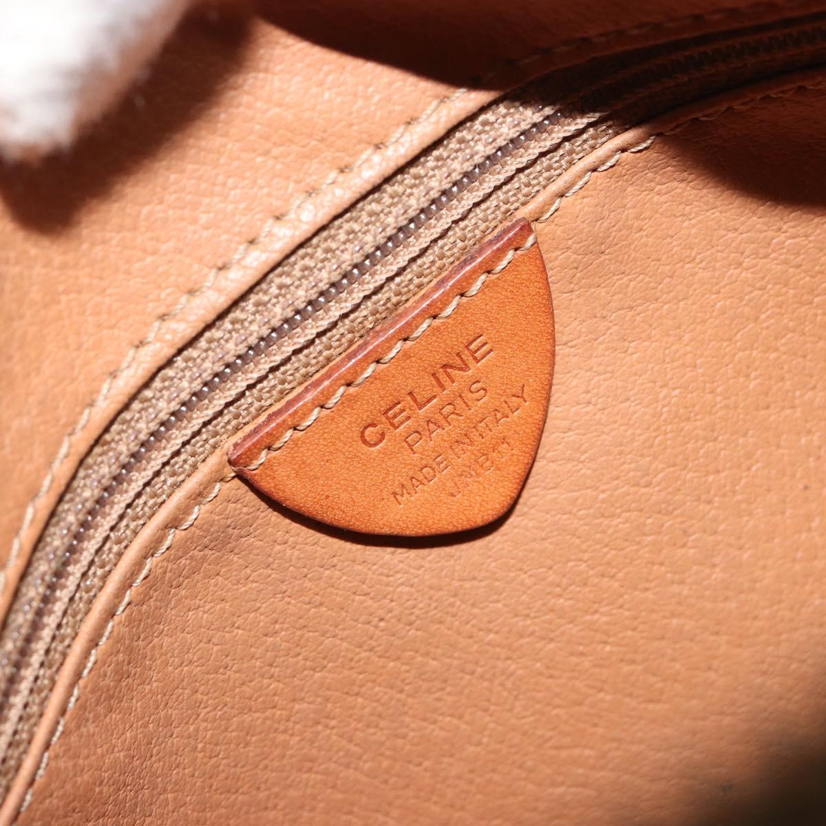 CELINE Macadam Canvas Shoulder Bag PVC Leather Brown Gold Auth 187894