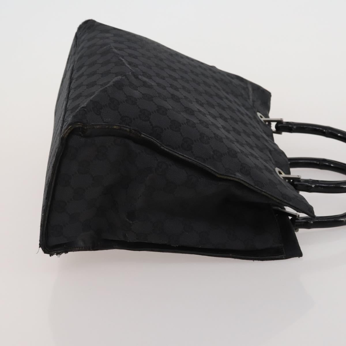 GUCCI GG Canvas Bamboo Hand Bag 3 Set Black Beige Auth 187895