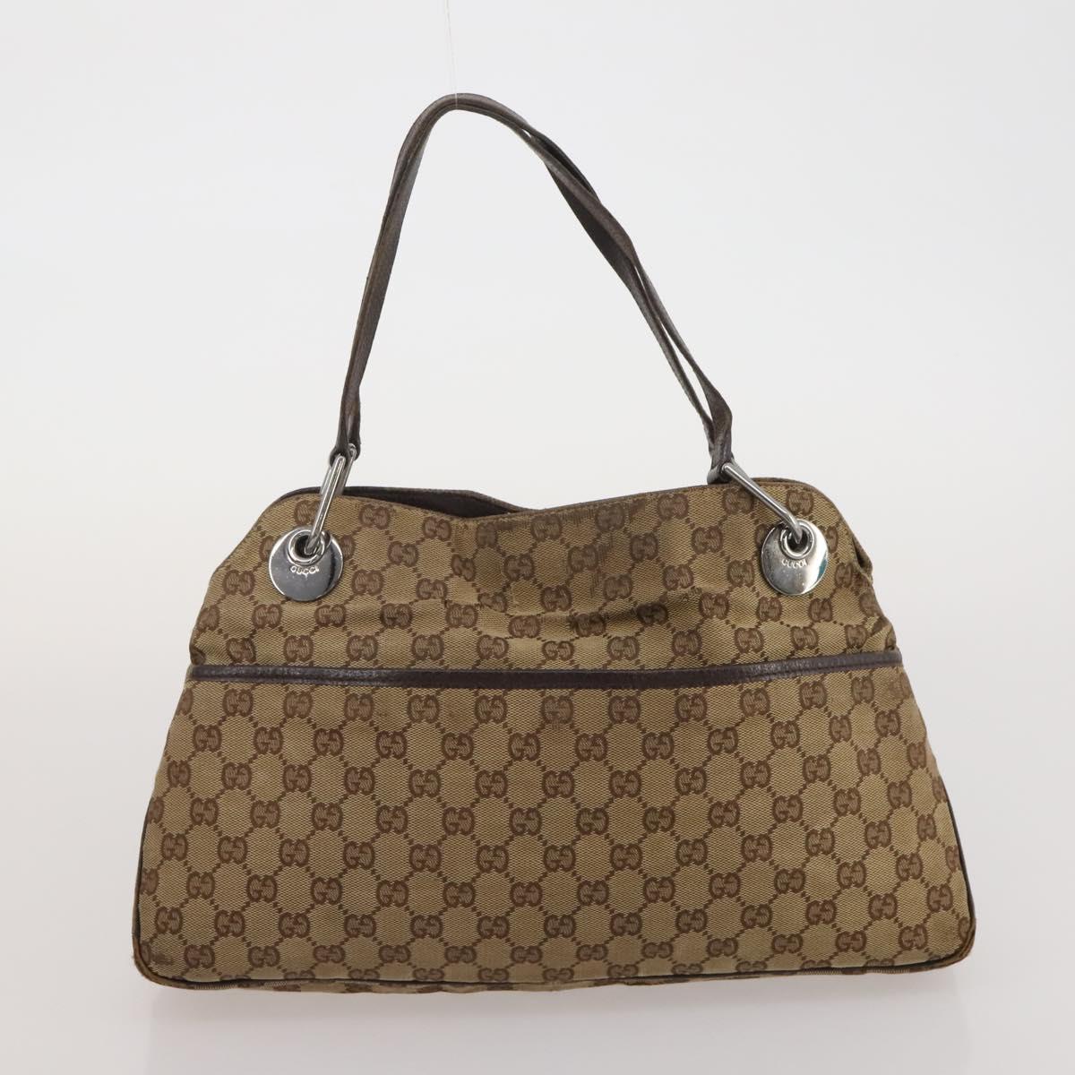 GUCCI GG Canvas Bamboo Hand Bag 3 Set Black Beige Auth 187895