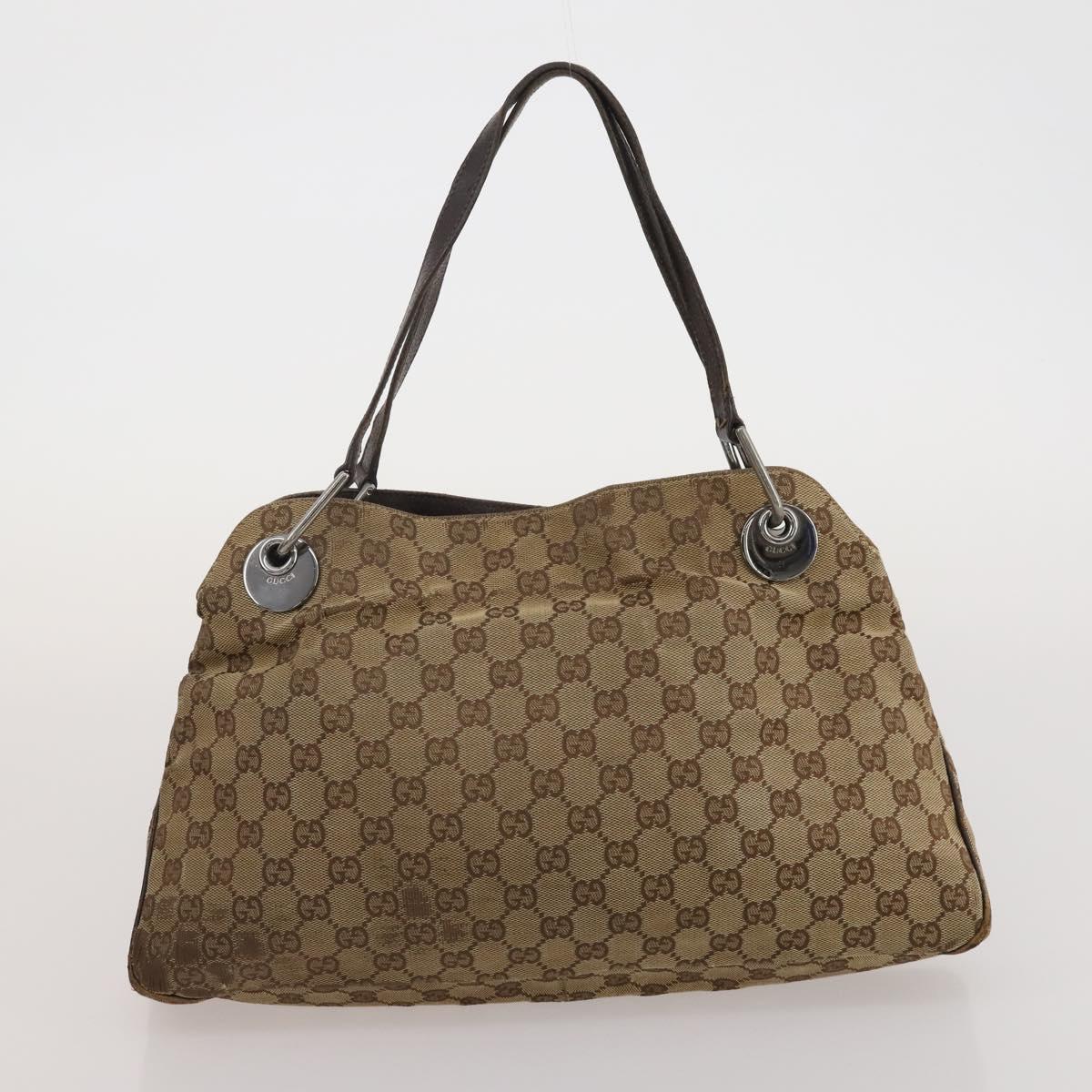 GUCCI GG Canvas Bamboo Hand Bag 3 Set Black Beige Auth 187895