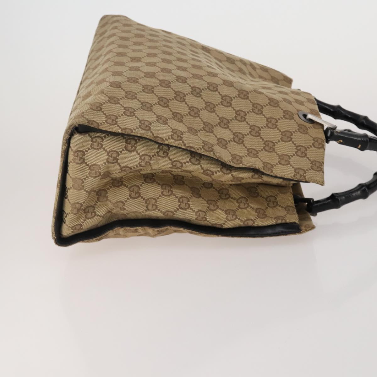 GUCCI GG Canvas Bamboo Hand Bag 3 Set Black Beige Auth 187895