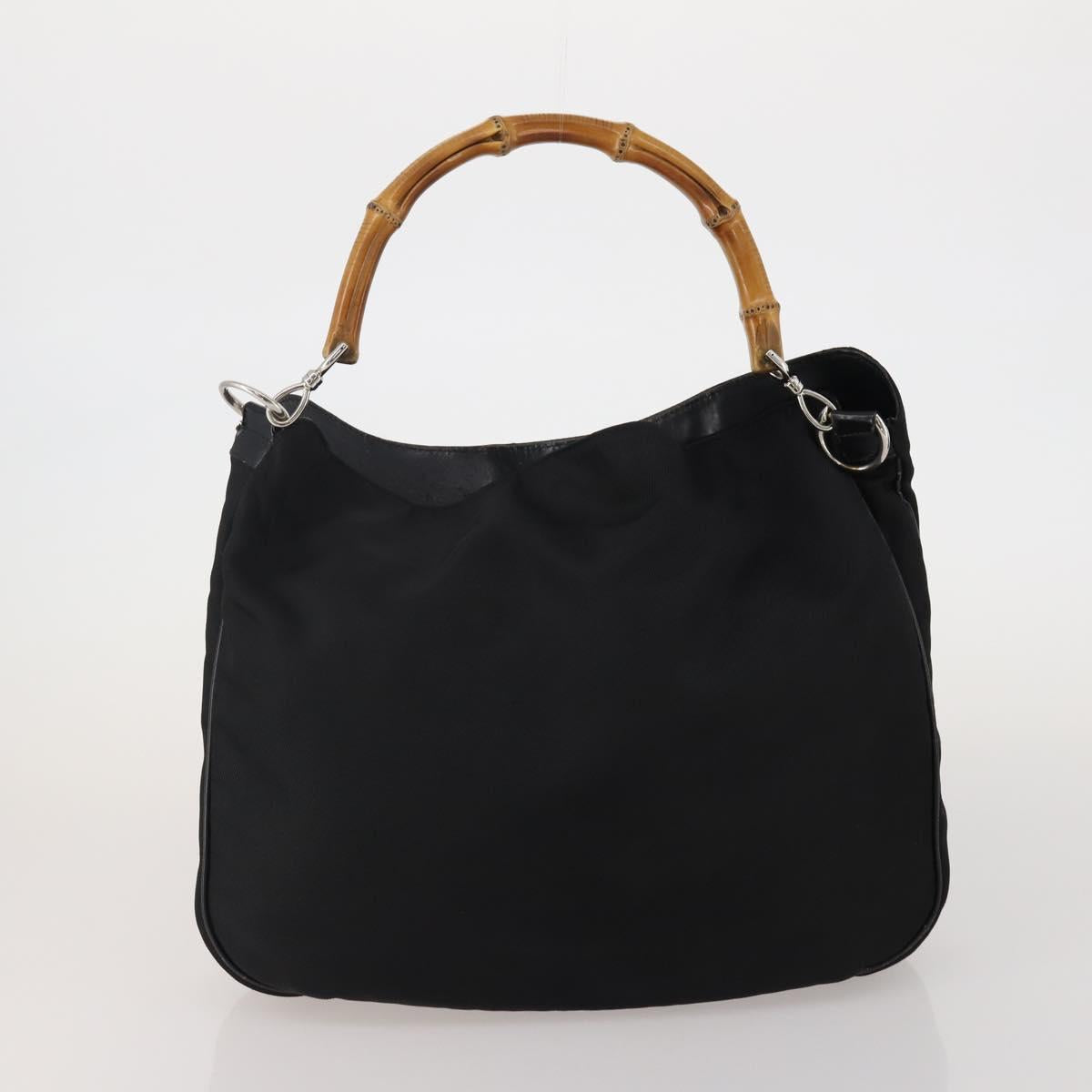 GUCCI Bamboo Shoulder Bag Nylon 2 Set Black Auth 187896