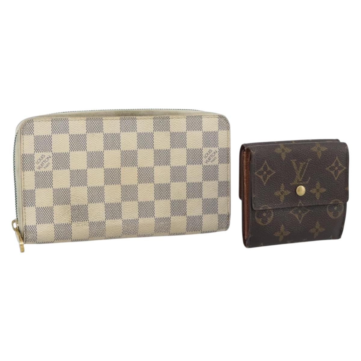 LOUIS VUITTON Monogram Damier Azur Wallet 2 Set LV Auth 187897