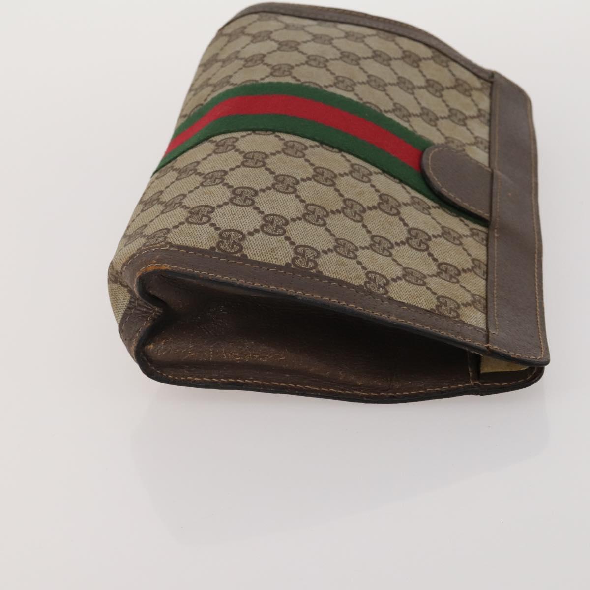 GUCCI GG Supreme Web Sherry Line Bag PVC Suede 3 Set Beige Brown Auth 187898
