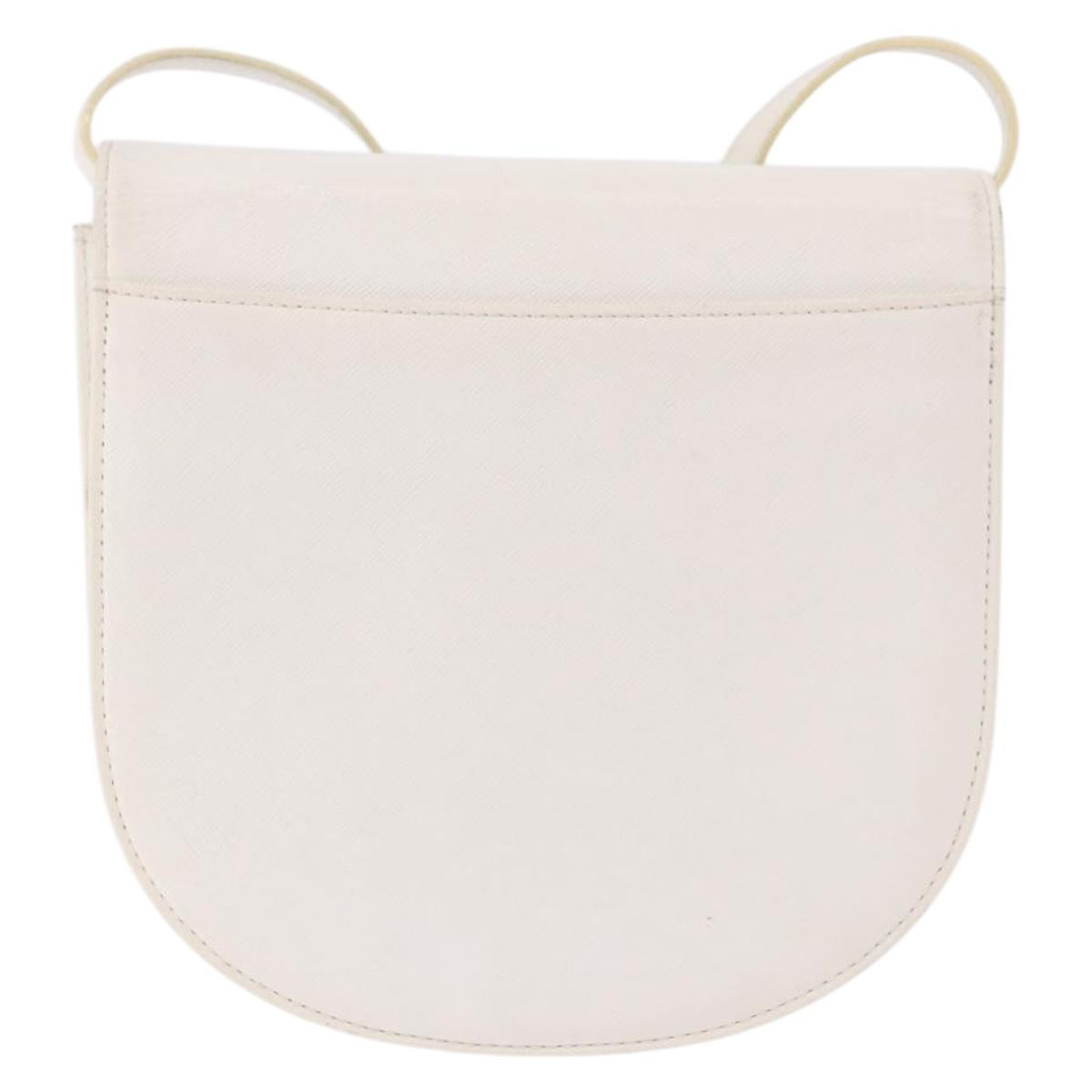 SAINT LAURENT Leather Shoulder Bag White Gold Auth 187920A
