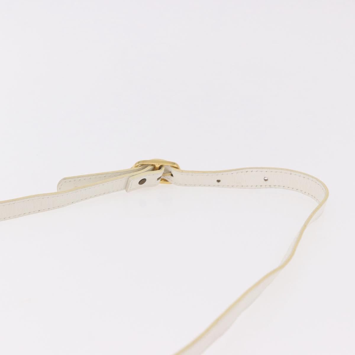 SAINT LAURENT Leather Shoulder Bag White Gold Auth 187920A