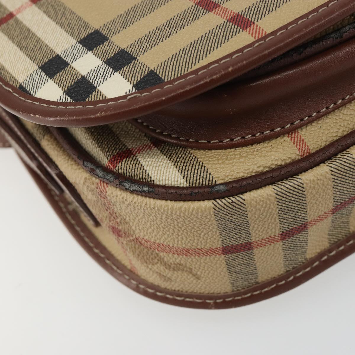 Burberrys Nova Check Shoulder Bag PVC Beige Gold Auth 187924