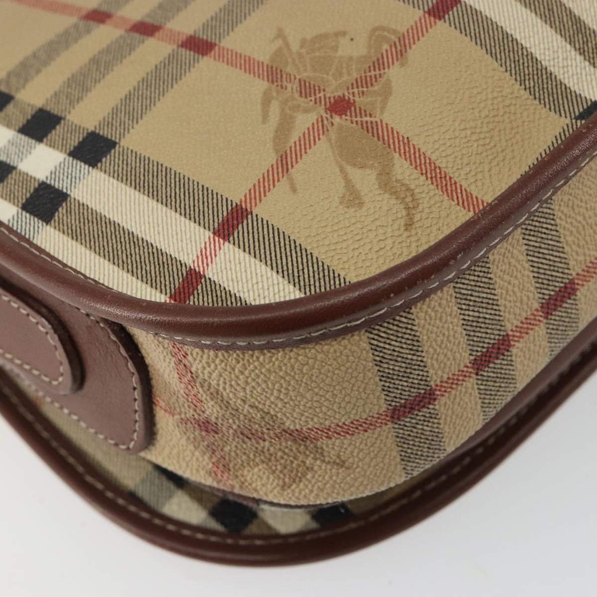 Burberrys Nova Check Shoulder Bag PVC Beige Gold Auth 187924