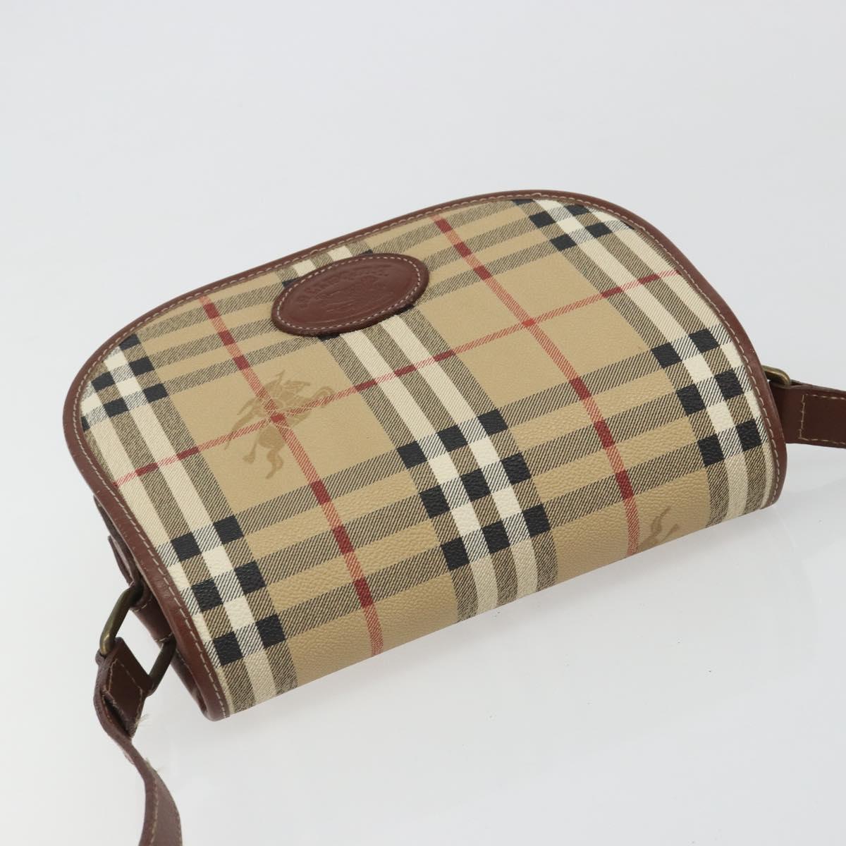 Burberrys Nova Check Shoulder Bag PVC Beige Gold Auth 187924