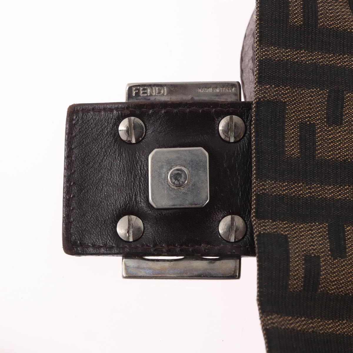 FENDI Mamma Baguette Zucca Canvas Shoulder Bag Brown Silver Auth 187925A