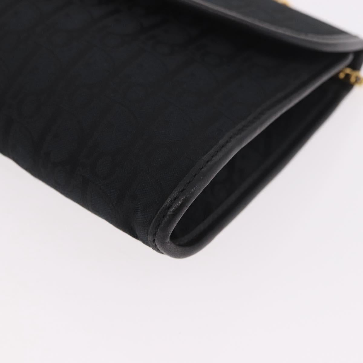 Christian Dior Trotter Canvas Chain Shoulder Bag Black Gold Auth 187926V