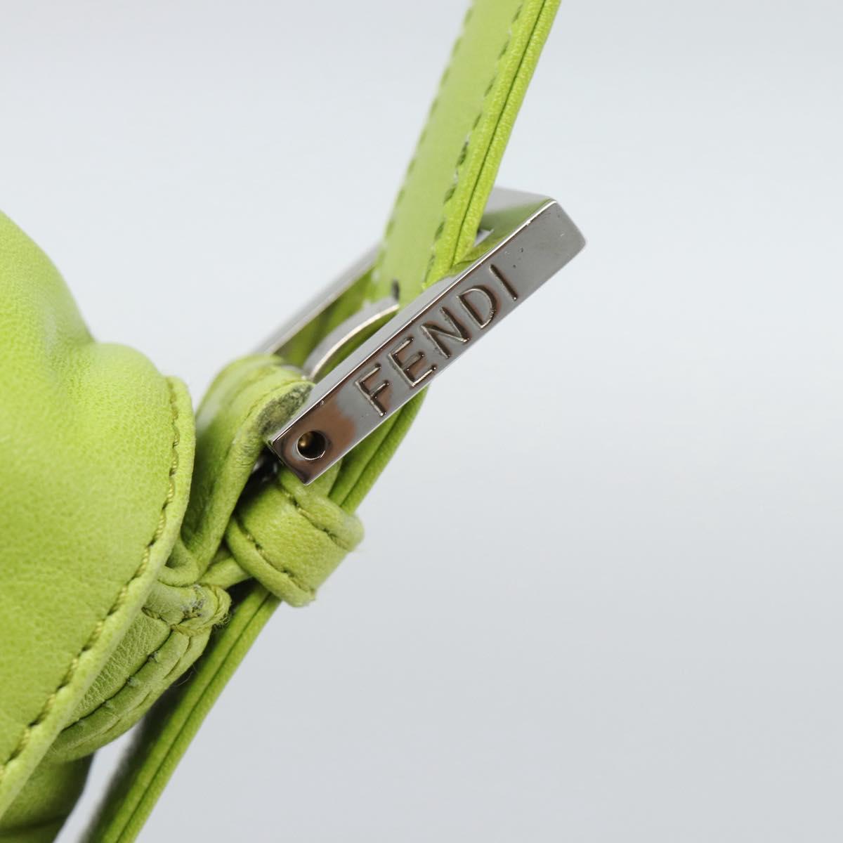 FENDI Mamma Baguette Shoulder Bag Leather Green Silver Auth 187930SAV